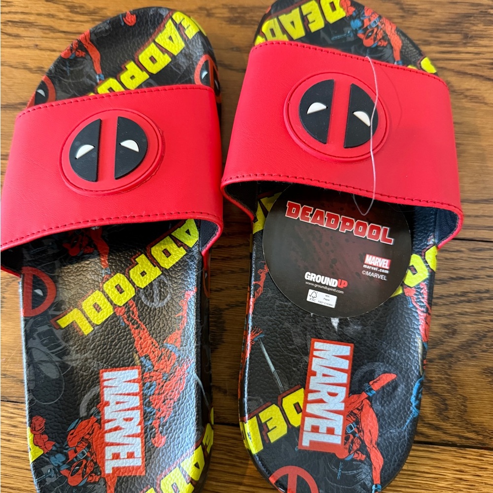 Marvel Deadpool Sandals - Red, Black, and Yellow. NWT